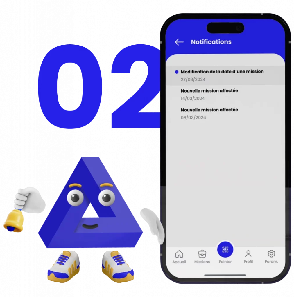 TeamTIM, solution RH, écran d'application affichant les notifications