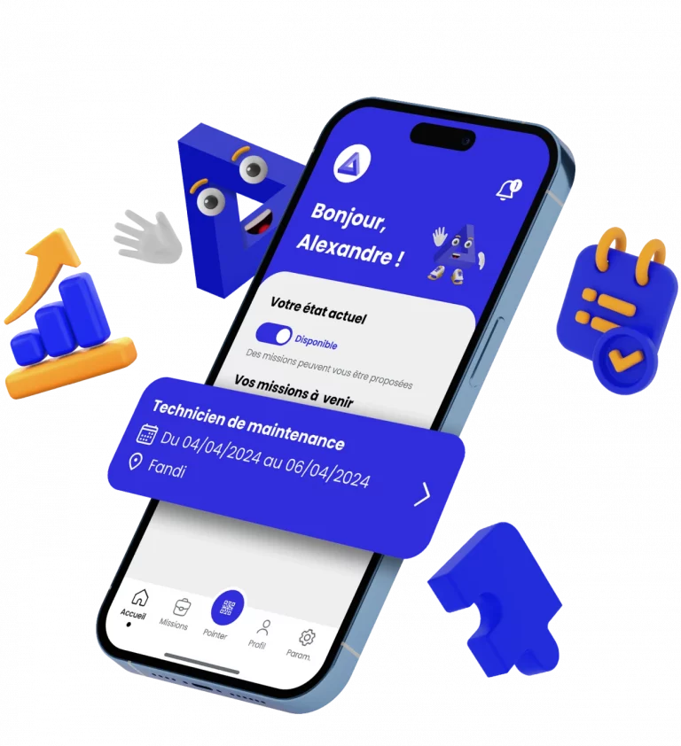 Un smartphone avec l'application de solution RH TeamTIM dessus